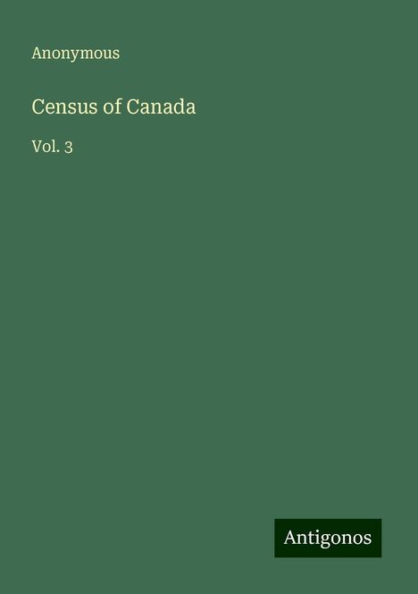 Anonymous: Census of Canada, Buch