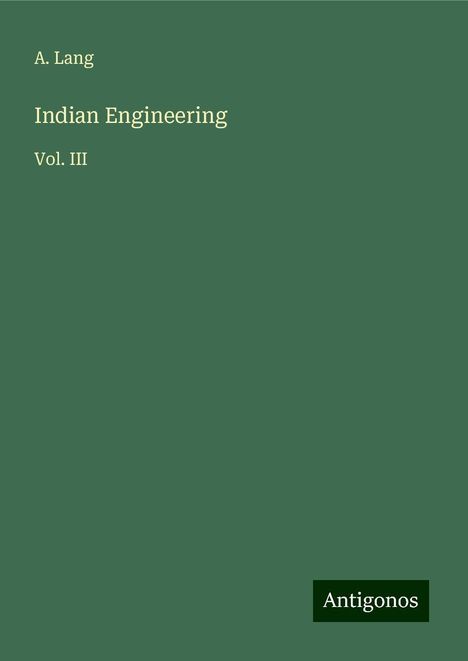 A. Lang: Indian Engineering, Buch