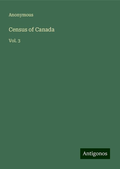 Anonymous: Census of Canada, Buch