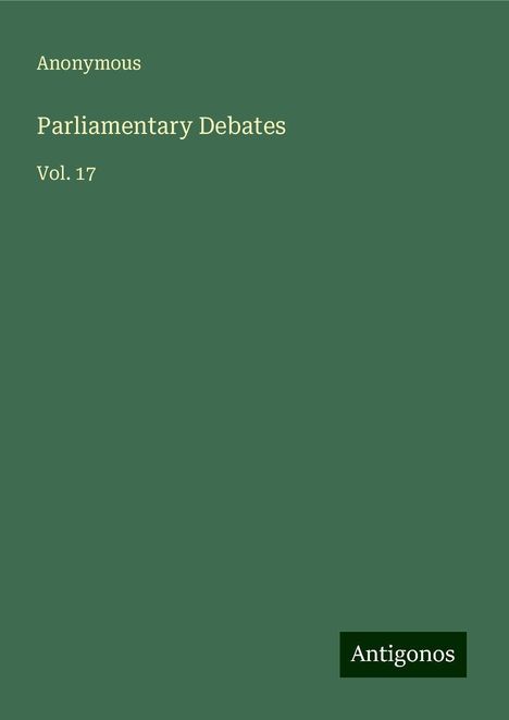 Anonymous: Parliamentary Debates, Buch