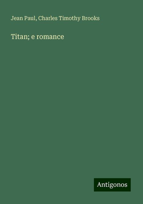 Jean Paul: Titan; e romance, Buch