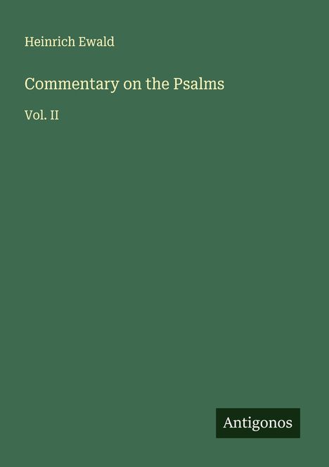 Heinrich Ewald: Commentary on the Psalms, Buch