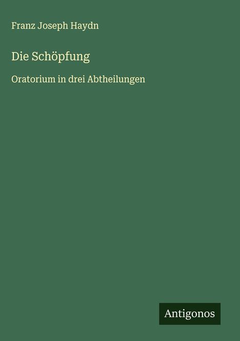 Franz Joseph Haydn: Die Schöpfung, Buch