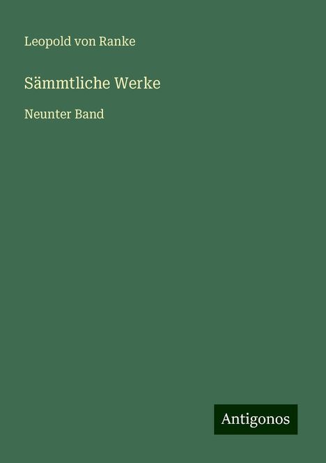 Leopold von Ranke: Sämmtliche Werke, Buch