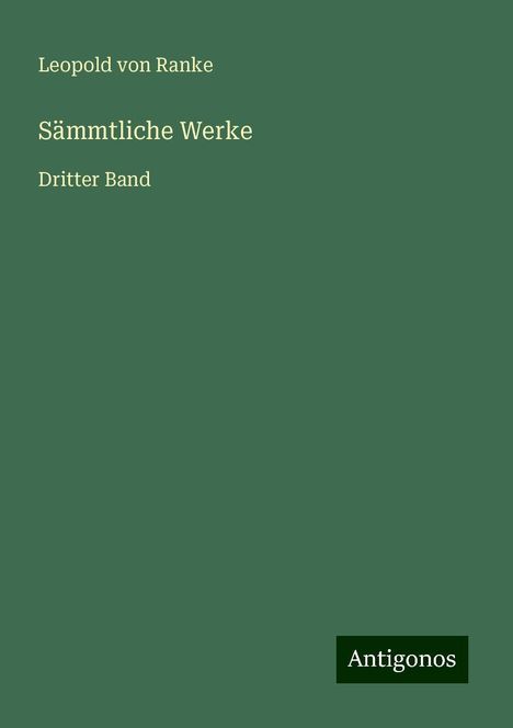 Leopold von Ranke: Sämmtliche Werke, Buch