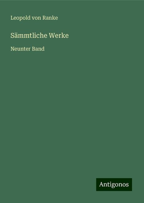 Leopold von Ranke: Sämmtliche Werke, Buch