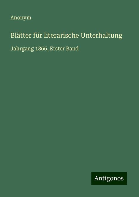 Anonym: Blätter für literarische Unterhaltung, Buch