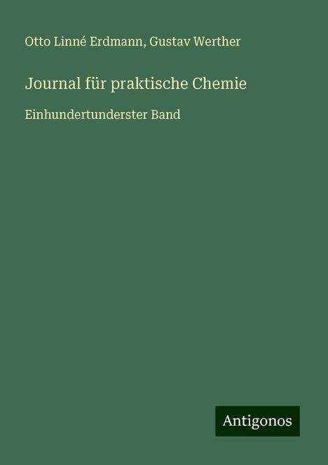 Otto Linné Erdmann: Journal für praktische Chemie, Buch