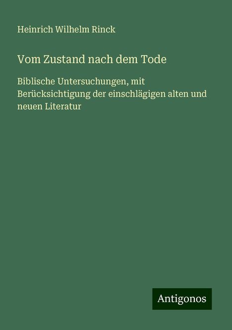 Heinrich Wilhelm Rinck: Vom Zustand nach dem Tode, Buch