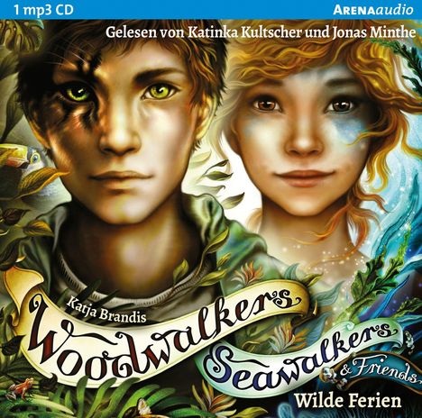 "Woodwalkers & Seawalkers: Wilde Ferien" oben. Zwei Gesichter, teils menschlich, teils tierisch, in einer mystischen Naturkulisse.