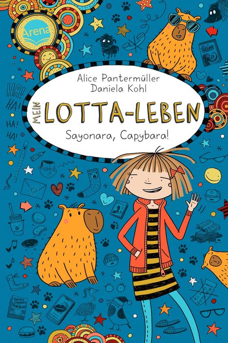 Titel: "MEIN LOTTA-LEBEN: Sayonara, Capybara!" von Alice Pantermüller und Daniela Kohl. Buntes, verspieltes Design.