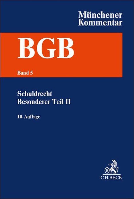 „Münchener Kommentar“ und „BGB Band 5“ sind oben, „Schuldrecht Besonderer Teil II. 10. Auflage“ mittig, blauer Hintergrund.
