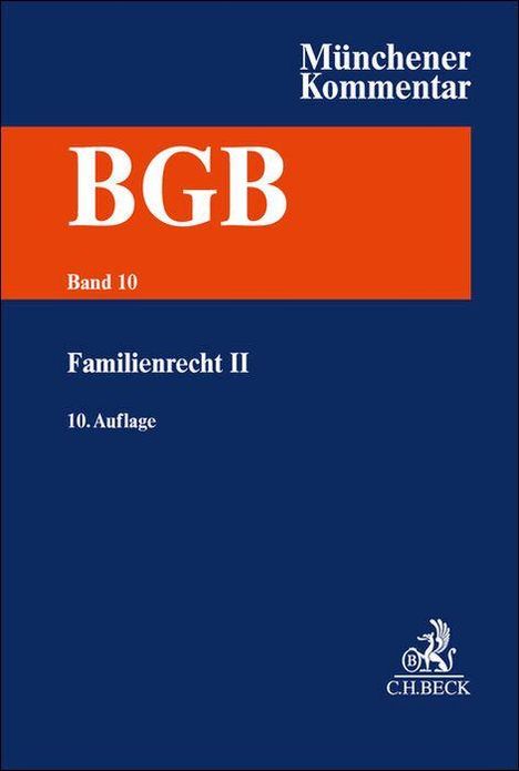 Münchener Kommentar, BGB Band 10, Familienrecht II, 10. Auflage. Blaues Cover mit weißem Bäumchen-Logo unten rechts.