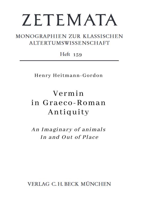 Henry Heitmann-Gordon: Vermin in Graeco-Roman Antiquity, Buch