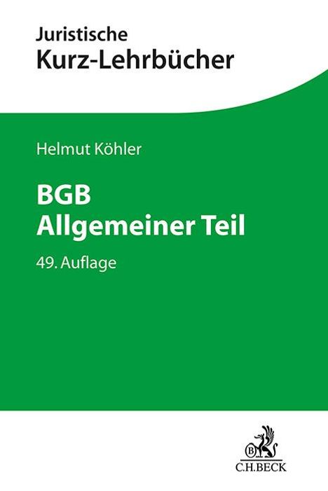 Helmut Köhler: BGB Allgemeiner Teil, Buch