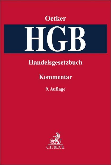 Oetker, HGB, Handelsgesetzbuch, Kommentar, 9. Auflage. Rotes Buchcover mit blauem Balken und Logo unten.
