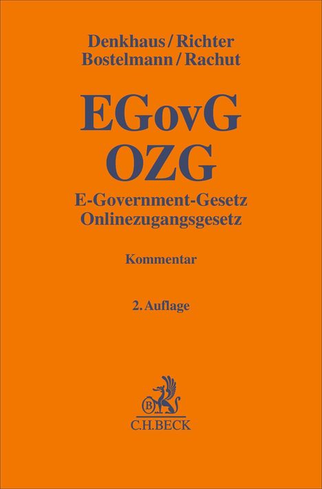 EGovG OZG, E-Government-Gesetz Onlinezugangsgesetz Kommentar, 2. Auflage, Verlag C.H.BECK, orangefarbener Hintergrund.