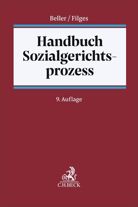 Titel: "Handbuch Sozialgerichtsprozess, 9. Auflage". Autoren: Beller / Filges. Ein rotes Buchcover mit einem Logo unten.