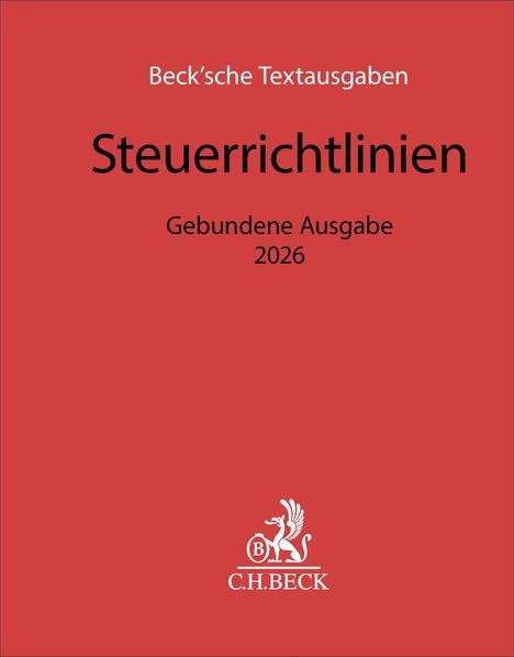 Steuerrichtlinien, Gebundene Ausgabe 2026. Roter Hintergrund mit C.H.BECK-Logo.
