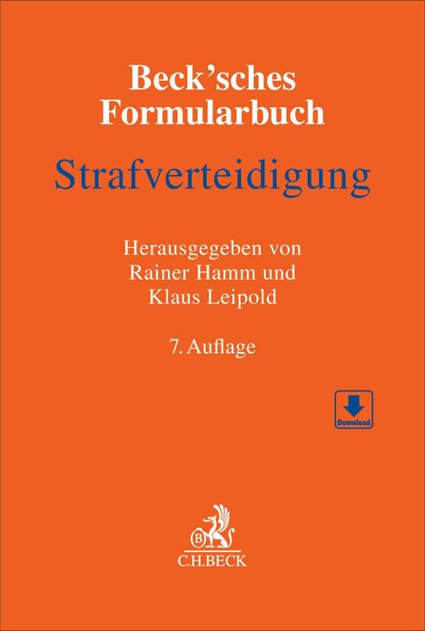 "Beck’sches Formularbuch," "Strafverteidigung," 7. Auflage, Herausgeber: Rainer Hamm und Klaus Leipold. C.H. Beck Logo unten.