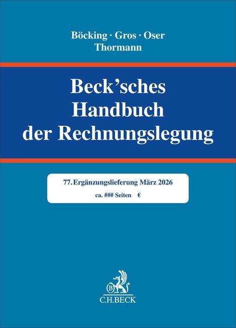 „Beck’sches Handbuch der Rechnungslegung“, 77. Ergänzungslieferung März 2026. Blaues und türkisfarbenes Design.