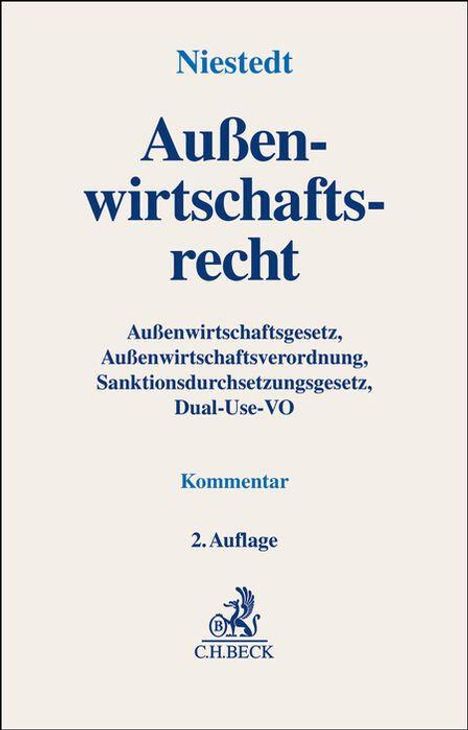 Titel: Außenwirtschaftsrecht. Details: Niestedt, Kommentar, 2. Auflage. C.H. BECK-Logo unten.