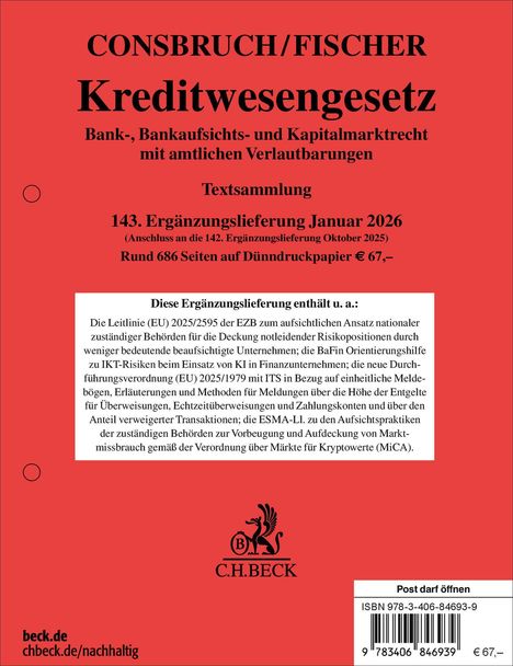 "Ergänzungslieferung" steht oben, darunter ein Löwen-Logo mit "C.H.BECK". Hintergrund ist schlicht mit zwei Löchern.