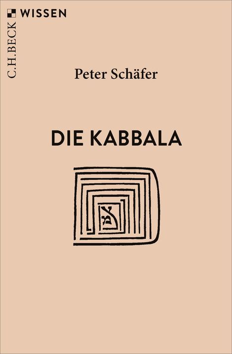 C.H. BECK Wissen, Peter Schäfer, DIE KABBALA. Illustration: ein stilisiertes Labyrinth mit hebräischen Buchstaben. Beiger Hintergrund.