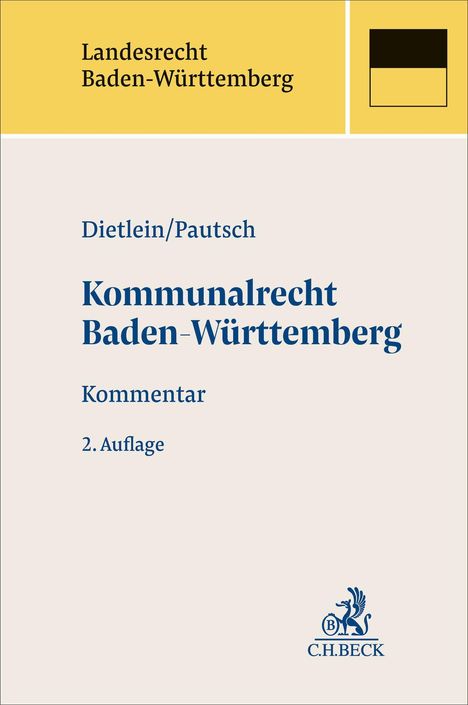 Texts: Dietlein/Pautsch, Kommunalrecht Baden-Württemberg, Kommentar, 2. Auflage.  
Oben gelbes Feld mit schwarzem Text. Unten Logo.