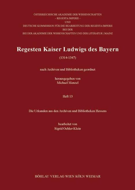 Regesten Kaiser Ludwigs des Bayern (1314-1347), Buch