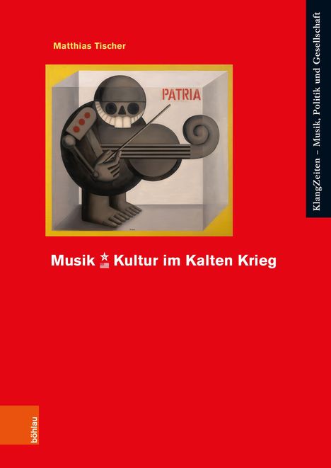"Musik ★ Kultur im Kalten Krieg," Matthias Tischer. Eine Illustration zeigt ein stilisiertes Skelett mit Instrument.