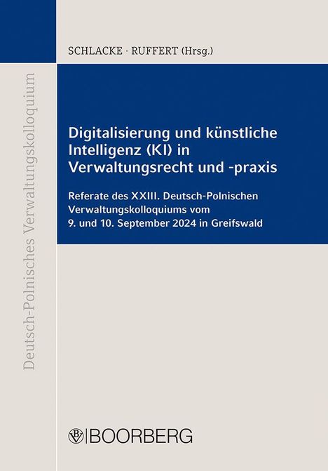 Titel: Digitalisierung und künstliche Intelligenz in Verwaltungsrecht. Farbiges Cover, links vertikaler Text. Boorberg-Logo unten.