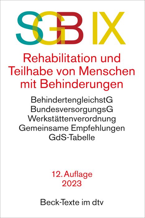 SGB IX Rehabilitation und Teilhabe von Menschen mit Behinderungen, Buch