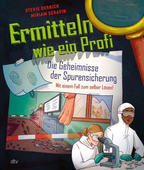 Ermitteln wie ein Profi; Die Geheimnisse der Spurensicherung. Zwei Personen in Schutzanzügen arbeiten an einem Mikroskop.