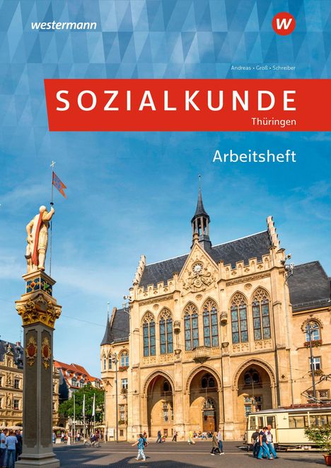 "SOZIALKUNDE Thüringen Arbeitsheft" in großen Buchstaben auf rotem Hintergrund, darunter ein historisches Gebäude.
