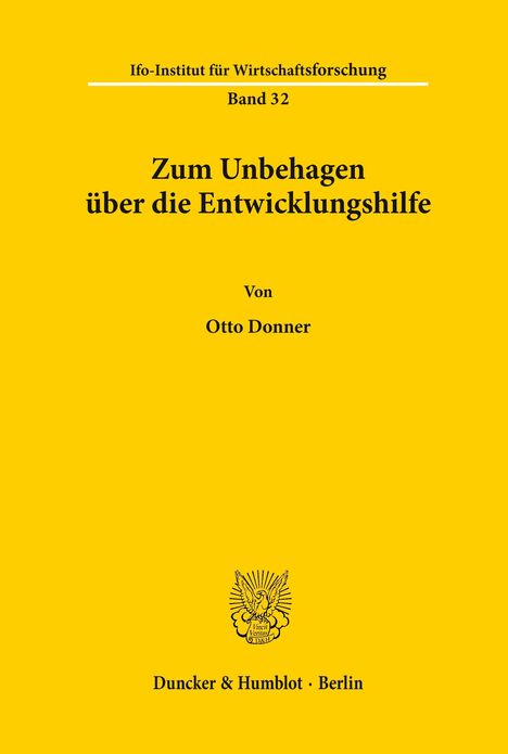 Otto Donner: Zum Unbehagen über die Entwicklungshilfe., Buch