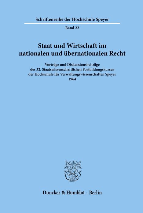 /: Staat und Wirtschaft im nationalen und übernationalen Recht., Buch