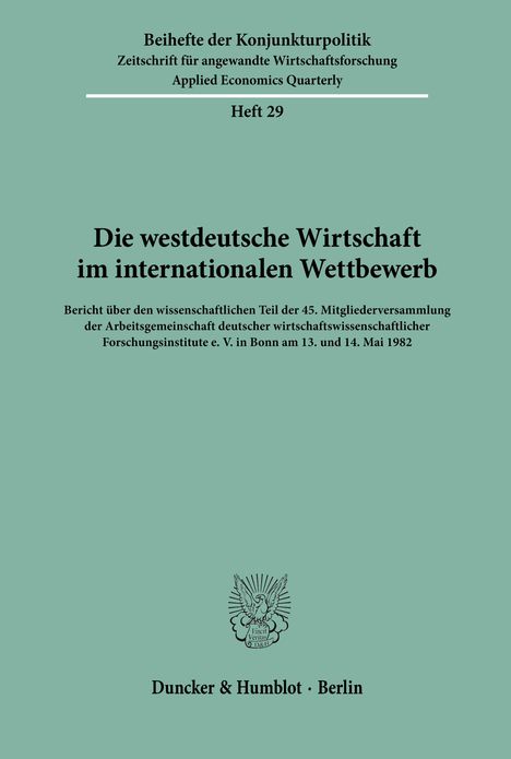 /: Die westdeutsche Wirtschaft im internationalen Wettbewerb., Buch