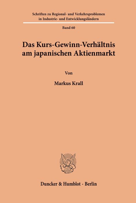 Markus Krall: Das Kurs-Gewinn-Verhältnis am japanischen Aktienmarkt., Buch