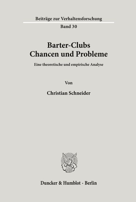 Christian Schneider: Barter-Clubs - Chancen und Probleme., Buch