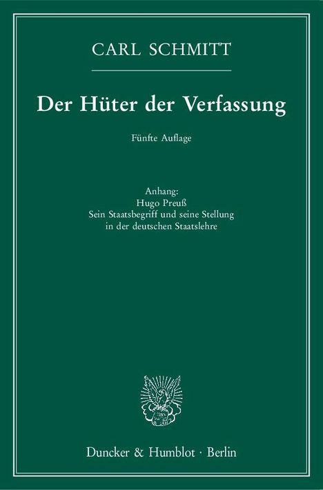Carl Schmitt: Der Hüter der Verfassung, Buch
