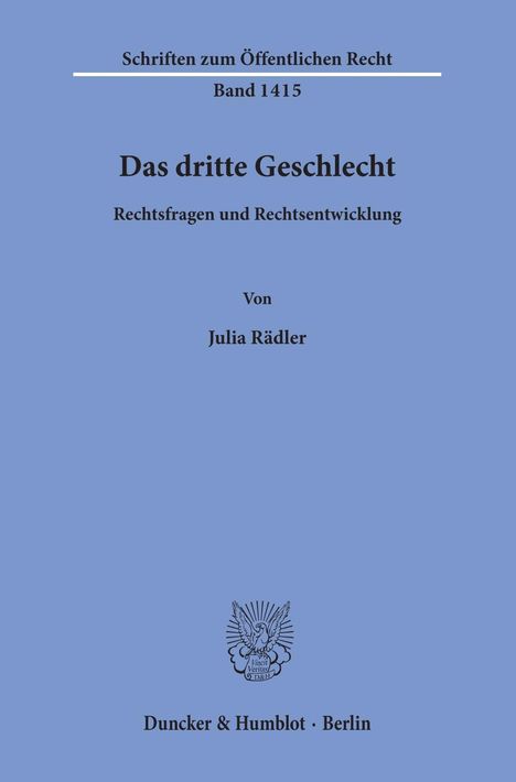 Julia Rädler: Das dritte Geschlecht., Buch