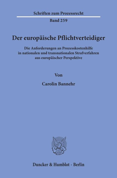 Carolin Bannehr: Bannehr, C: Der europäische Pflichtverteidiger., Buch