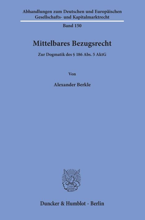 Alexander Berkle: Berkle, A: Mittelbares Bezugsrecht., Buch