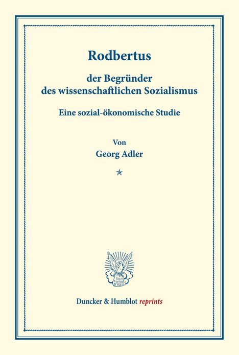 Georg Adler: Rodbertus., Buch