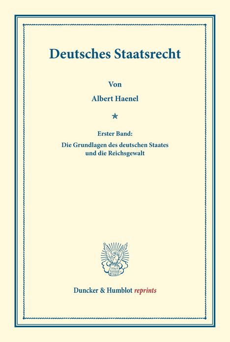 Albert Haenel: Deutsches Staatsrecht, Buch