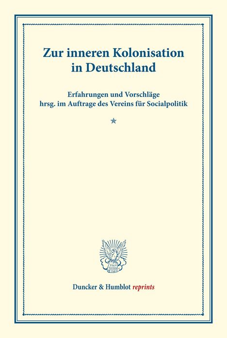 /: Zur inneren Kolonisation in Deutschland., Buch