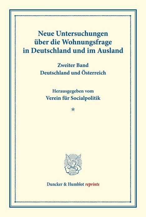/: Neue Untersuchungen über die Wohnungsfrage in Deutschland und im Ausland., Buch