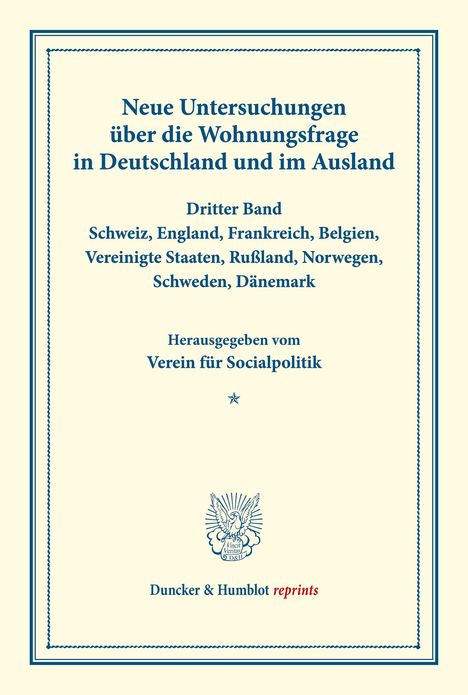 /: Neue Untersuchungen über die Wohnungsfrage in Deutschland und im Ausland., Buch