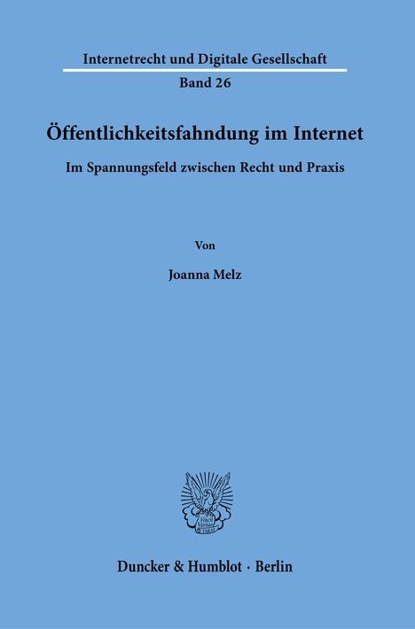 Joanna Melz: Melz, J: Öffentlichkeitsfahndung im Internet., Buch